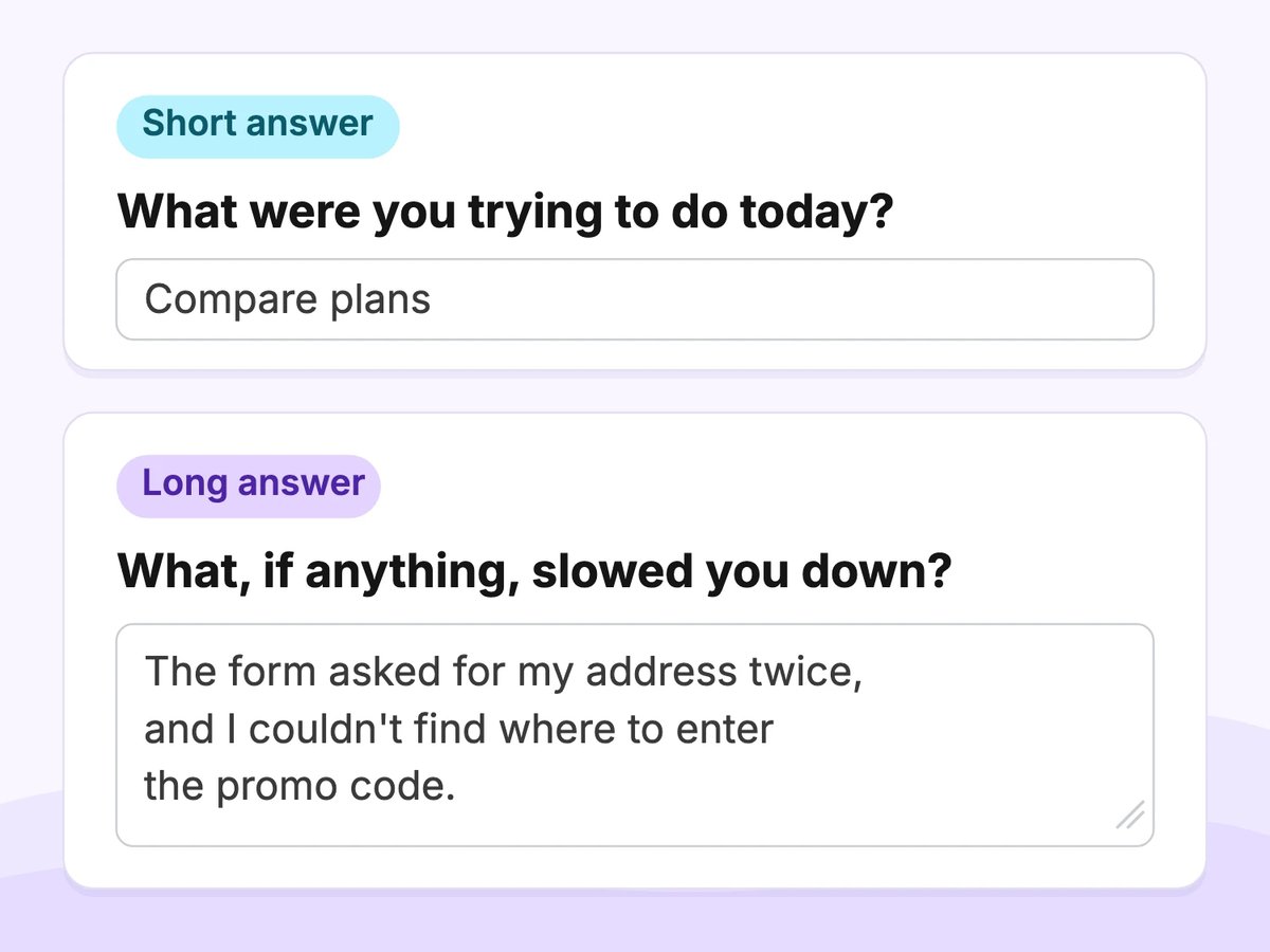 A single-line short answer field above a multi-line long answer field
