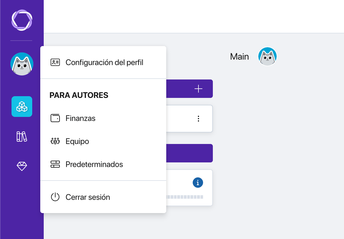 Menú del perfil de Pollsar con el elemento «Configuración del perfil» resaltado