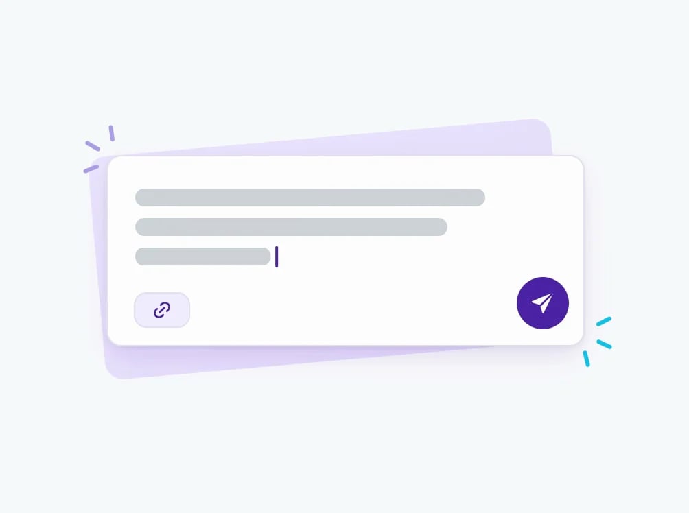 Illustration: Feld für die Umfragebeschreibung und Senden-Button des KI-Assistenten
