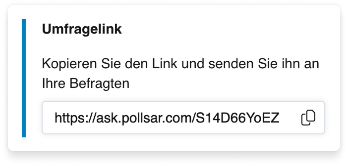 Die Karte Umfrage-Link im Veröffentlichen-Tab: ein direkter Link mit einer Kopier-Schaltfläche