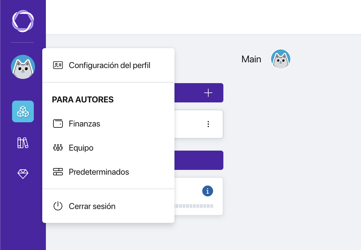 Menú del perfil de Pollsar con el elemento «Configuración del perfil» resaltado